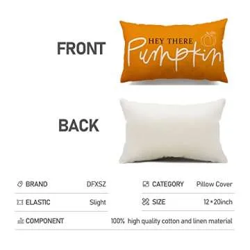 Fall Throw Pillow Cover 12x20 inch Hey There Pumpkin Cushion Cover Autumn Decor Fall Pumpkins Pillow Cover Outdoor Pillow Linen