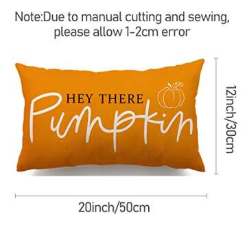Fall Throw Pillow Cover 12x20 inch Hey There Pumpkin Cushion Cover Autumn Decor Fall Pumpkins Pillow Cover Outdoor Pillow Linen