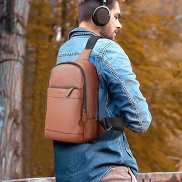 Chrysansmile Sling Crossbody Bags for Women Men Genuine Leather Cross Body Bag for Woman Brown Fanny Packs for Travel