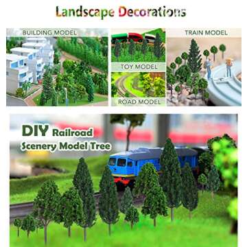 hatisan 37pcs Mixed Model Trees 1.45-5.5 inch (3.7-14 cm), Ho Scale Trees Diorama Supplies, Model Train Scenery, Fake Trees for Projects, DIY Scenery Landscape Woodland Scenery - Multiple Type
