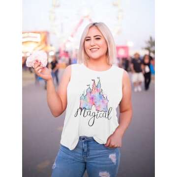 LUKYCILD Magic Castle Tank Top - Fun Graphic Disney Tank for Women