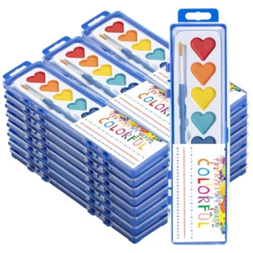 24 Pack Watercolor Paint Set, Washable Water Color Kids Paint Set with Paintbrush for Toddlers Adult...