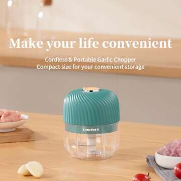 DmofwHi Electric Garlic Chopper,Cordless Mini Chopper With USB Rechargeable,304 Stainless Steel Blad...
