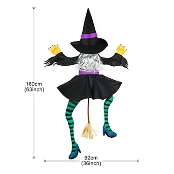 Crashing Witch 63" Large Halloween Decoration for Outdoors