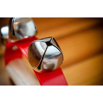 Nino Percussion Kids’ Sleigh Bells for Christmas Caroling, School Band Performances, and Classroom Percussion Music Settings-Four Steel Jingles with Wooden Grip, 2-Year Warranty (NINO962)