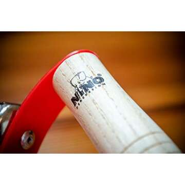 Nino Percussion Kids’ Sleigh Bells for Christmas Caroling, School Band Performances, and Classroom Percussion Music Settings-Four Steel Jingles with Wooden Grip, 2-Year Warranty (NINO962)