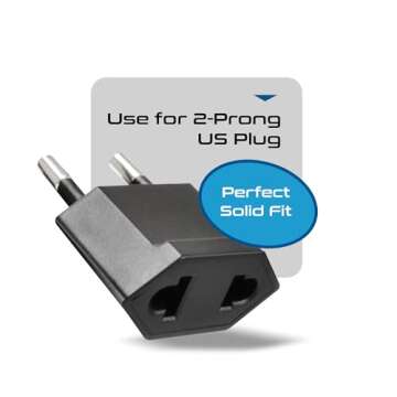 Ceptics USA, Canada to European Plug Adapter - Type C Adapter compatible in Europe, Canada to European travel plug adapter Ideal for Phones, Camera & more - CE Certified - RoHS Compliant - 6 Pack