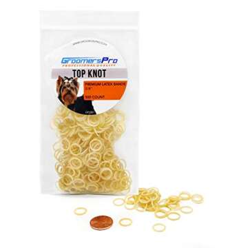 GROOMERSPRO Grooming Bands for Top Knots & Specialty Bows for Dogs | 3/8” - 500 Count Premium Latex Rubber Bands for Hair Styling | Best Elastic Band for Dogs, Malteses, Puppies, Yorkies