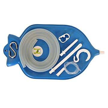 Rubber Enema Bag Kit for Colon Cleansing with Silicone Hose (2 Quart, Open Top) - Blue