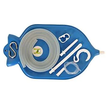 Rubber Enema Bag Kit for Colon Cleansing with Silicone Hose (2 Quart, Open Top) - Blue