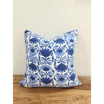 ATOSII Block Print Throw Pillow Covers - Set of 2, Decorative Cushion Covers 18x18