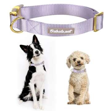 Babole Pet Nylon Dog Collar - Adjustable Lavender Soft Webbing Dog Collars for Small Medium Large Do...