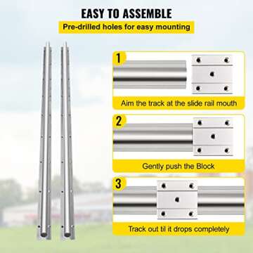 OrangeA Linear Rail 2PCS SBR20-1500mm Linear Slide Rail 4PCS SBR20UU Bearing Block CNC Kit Linear Rails and Bearings Kit CNC Rails Linear Rail Set forAutomated Machines and Equipments