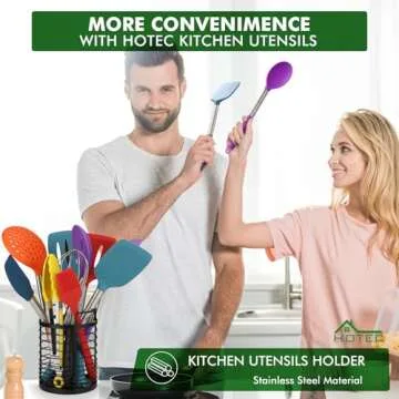 HOTEC 14-Piece Heat Resistant Silicone Kitchen Utensils Set for Every Cooking Need