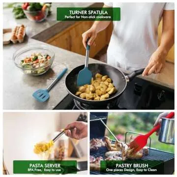 HOTEC Silicone Kitchen Utensils Set - 14pcs BPA Free