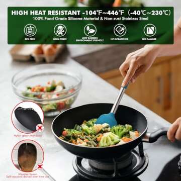 HOTEC Silicone Kitchen Utensils Set - 14pcs BPA Free