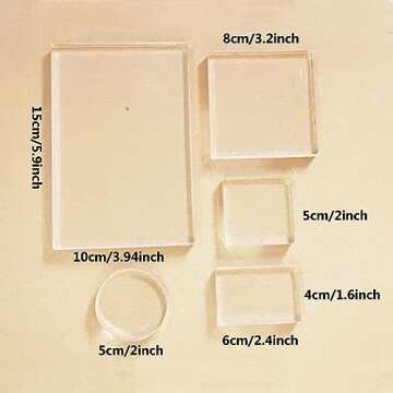 WYSE 5PCS Clear Acrylic Stamp Blocks Set for Crafting Fun and Precision