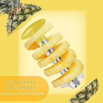 Pineapple Corer, [Upgraded, Reinforced, Thicker Blade] Newness Premium Pineapple Corer Remover, Stainless Steel Pineapple Core Remover Kitchen Tool with Sharp Blade for Diced Fruit Rings, Yellow