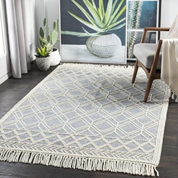 Mark&Day Wool Rugs, 5x7 Staveley Cottage Denim Area Rug, Grey White Ivory Carpet for Living Room, Be...