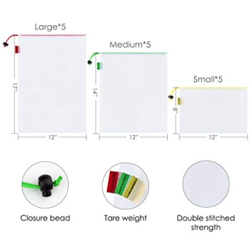 Ecowaare Eco-Friendly Mesh Produce Bags Set of 15