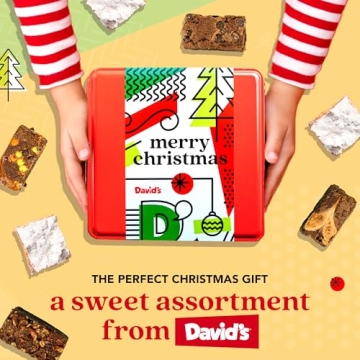 David's Cookies Merry Christmas Brownies & Crumb Cake Gift Tin 16pcs