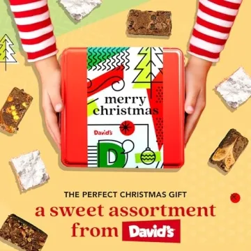 David's Cookies Merry Christmas Brownies & Crumb Cake Gift Tin 16pcs