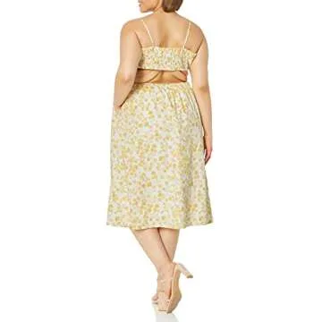 The Drop Makenna Strappy Midi Dress in Butter Floral