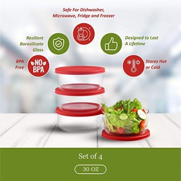 Bovado Glass 4 Cup Food Storage Containers | Freezer & Oven Safe