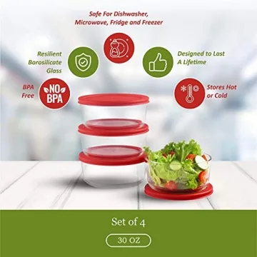 Bovado Glass 4 Cup Food Storage Containers | Freezer & Oven Safe