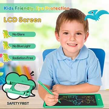 FLUESTON LCD Writing Tablet, Doodle Board Toys Gifts for 3-8 Year Old Girls Boys, 10 Inch Colorful E...