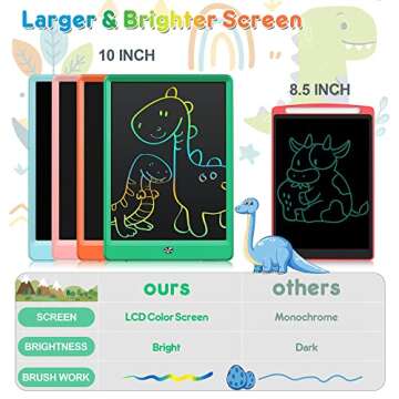 FLUESTON LCD Writing Tablet, Doodle Board Toys Gifts for 3-8 Year Old Girls Boys, 10 Inch Colorful Electronic Board Drawing Pad for Kids, Gifts for Toddler Educational Learning Travel Birthday, Green
