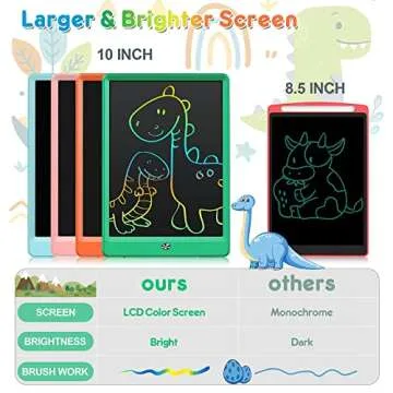 FLUESTON LCD Writing Tablet, Doodle Board Toys Gifts for 3-8 Year Old Girls Boys, 10 Inch Colorful Electronic Board Drawing Pad for Kids, Gifts for Toddler Educational Learning Travel Birthday, Green