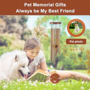 Dog Memorial Wind Chime - Loss of Dogs Sympathy Gift, Pet Passing Away Died Remembrance Gifts with Picture Frame, Pawprint Keyring & Rainbow Bridge Card Gifts in Memory of Dog