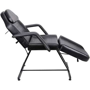 Beauty Style Professional Multi-Purpose Spa Facial Bed Tattoo Bed Salon Beauty Bed with Stool Black
