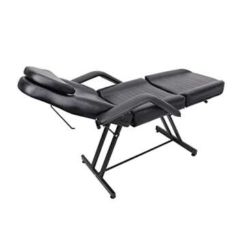 Beauty Style Professional Multi-Purpose Spa Facial Bed Tattoo Bed Salon Beauty Bed with Stool Black