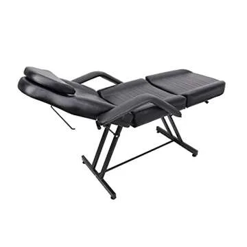 Beauty Style Professional Multi-Purpose Spa Facial Bed Tattoo Bed Salon Beauty Bed with Stool Black