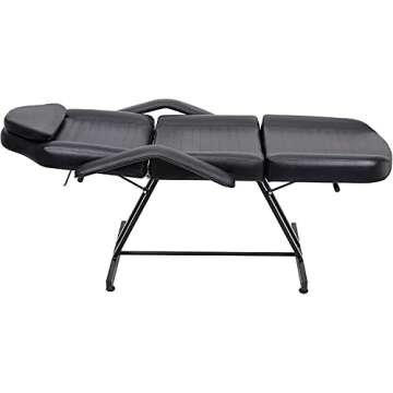 Beauty Style Professional Multi-Purpose Spa Facial Bed Tattoo Bed Salon Beauty Bed with Stool Black