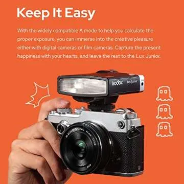 GODOX Lux Junior Retro Camera Flash GN12 6000K Color Temperature Auto & Manual Modes 1/1-1/64 Flash Power 28mm Focal Length Replacement for Canon Nikon Sony Fuji Olympus Hot-Shoe Cameras