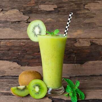 ALINK 100 Black and White Checkered Racing Paper Straws, Biodegradable Disposable Drinking Straws for Brithday, New Year, Party Decoration Supplies