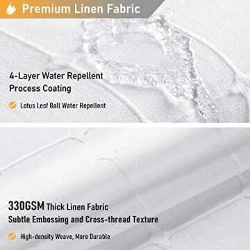 BTTN Extra Long Shower Curtain, 72x84 Inch Long Boho Tassel Linen Fabric Thick Shower Curtain Set with Plastic Hooks, Large Modern Farmhouse Country Textured Cloth Shower Curtains for Bathroom, White