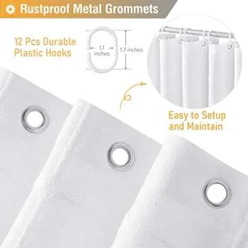 BTTN Extra Long Shower Curtain, 72x84 Inch Long Boho Tassel Linen Fabric Thick Shower Curtain Set with Plastic Hooks, Large Modern Farmhouse Country Textured Cloth Shower Curtains for Bathroom, White