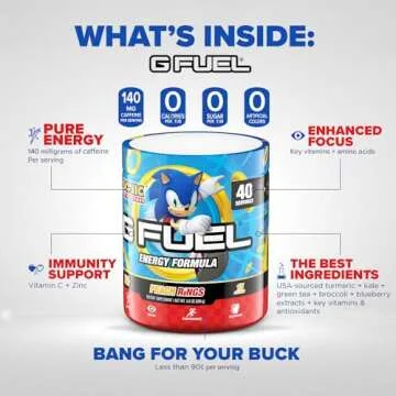 G Fuel Sonic Peach Rings Energy Powder, Sugar Free Focus Supplement