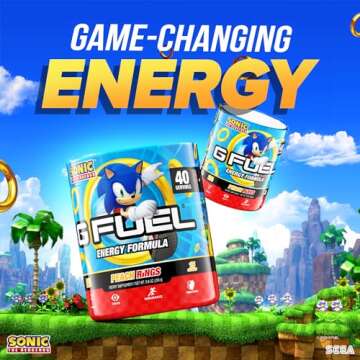 G Fuel Sonic Peach Rings Energy Powder, Sugar Free Focus Supplement