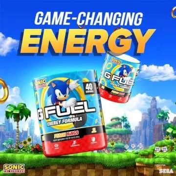 G Fuel Sonic Peach Rings Energy Powder, Sugar Free Focus Supplement