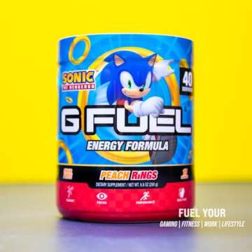 G Fuel Sonic Peach Rings Energy Powder, Sugar Free Focus Supplement
