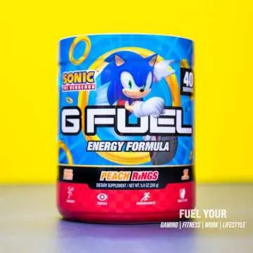 G Fuel Sonic Peach Rings Energy Powder, Sugar Free Focus Supplement