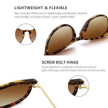 SUNGAIT Vintage Round Sunglasses for Women Men Classic Retro Designer Style (Polarized Brown Gradient Lens/Amber Frame(Matte Finish)) 1567PG HPKC