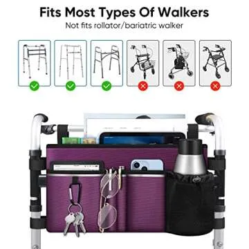 FINPAC Large Walker Tote Bag with Safety Features