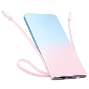 Portable Charger 10000mAh - 27W 22.5W Fast Charging Power Bank With Built in Cables, USB C In Out Po...