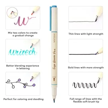 WRITECH Vintage Brush Pens Set - 12 Colors for Art